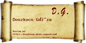 Doszkocs Géza névjegykártya